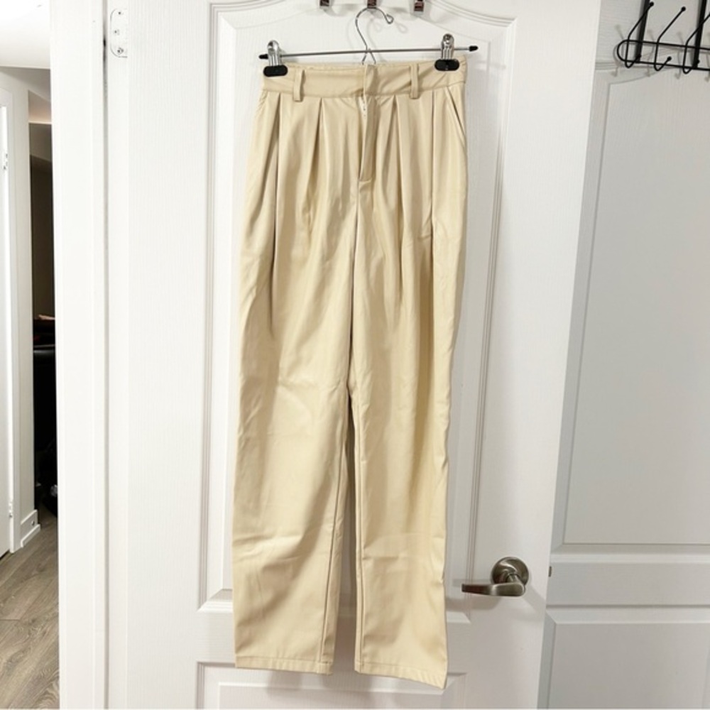 PLT Women's Faux Leather Pants Pleated Y2K Style Whimsigoth 2 Business Office